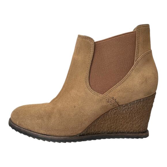 TRASK Tatum Wedge Bootie Suede Wedge Ankle Boots in Tan Size 8M - Picture 7 of 15